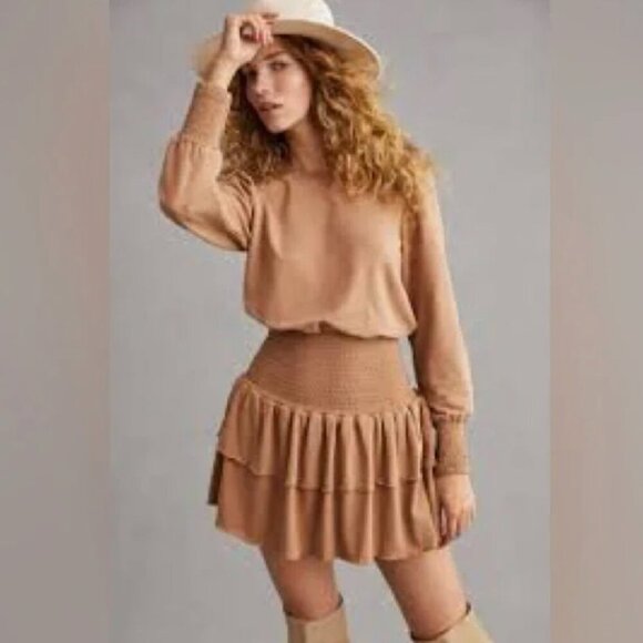 Anthropologies Sundays Rosie dress Pull Over Ruffle Honey Color Size Large - Picture 1 of 8